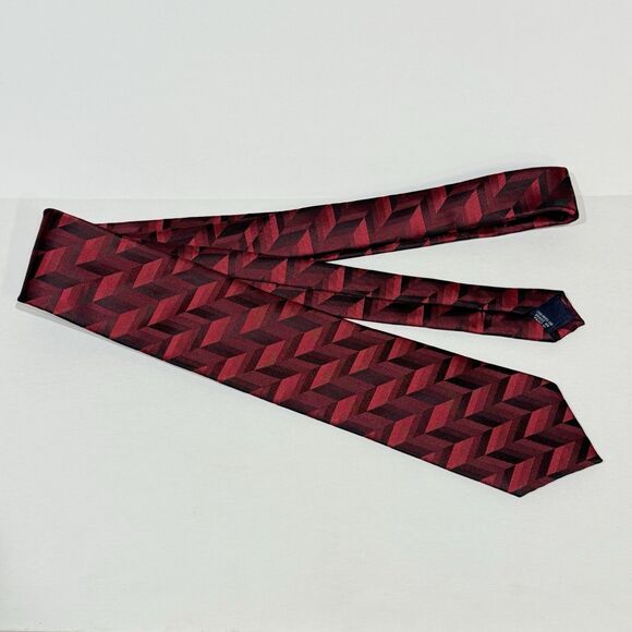 Pierre Cardin Hand Made Red Blue Silk Men’s Neck Tie - Picture 3 of 11